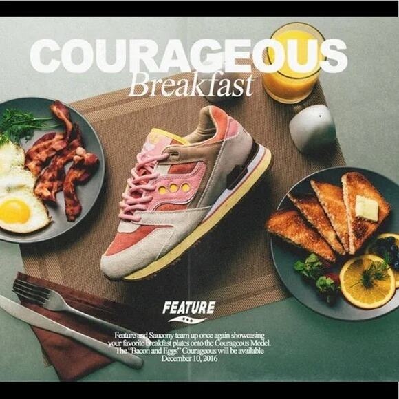 NEW Saucony x Feature Courageous Bacon & Eggs Sneakers 11.5 Tennis Shoes NIB - Picture 2 of 10